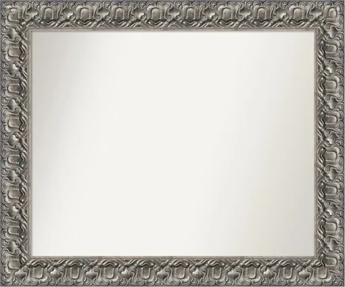 Miniatura 98 de Amanti Art Espejo de baño plateado para sobre fregadero, 26 x 26 pulgadas, espejo cuadrado de níquel pulido, marco de madera tradicional mediano, se