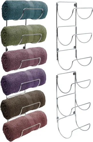 Miniatura 11 de Sorbus Toallero para pared de baño, 6 niveles para colgar toallas de baño, toallas de baño, ropa de cama, estantes negros para baño, spa, salón