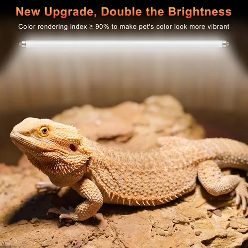 Miniatura 2 de LUCKY HERP T5 UVB - Paquete de 2 luces para reptiles UVB de 24 W, tubo de lámpara fluorescente UVA UVB, lámpara UVB para lagartos, tortugas, 24W