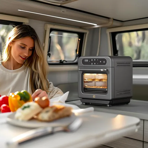 Miniatura 6 de CIARRA Horno de vapor de sobremesa 8 en 1 con freidora de aire, mini horno tostador de convección de 13QT con vapor, vapor rápido, freidora de aire