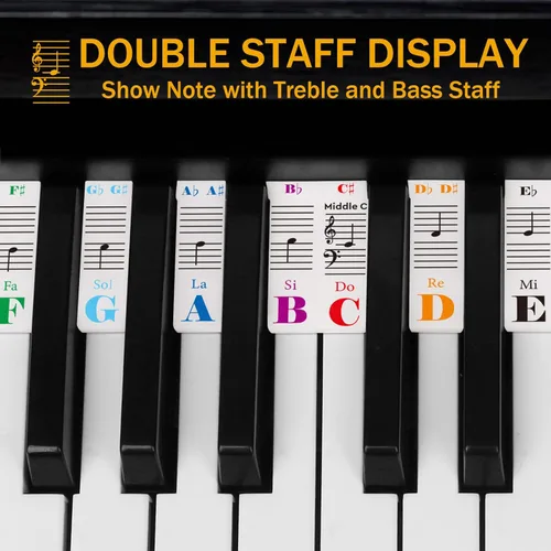 Miniatura 4 de Etiquetas Removibles para Notas de Teclado de Piano, Calcomanías de Teclado de Piano para Principiantes, Guía de Notas de Piano de Silicona