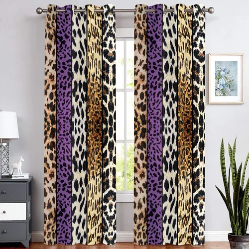Miniatura 27 de Cortina opaca con estampado de animales salvajes, para oscurecer la habitación, con aislamiento térmico, con ojales para sala, comedor, dormitorio