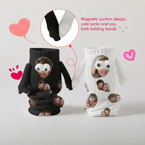 Miniatura 3 de Yopicks Calcetines personalizados tomados de la mano con foto, calcetines personalizados con manos, calcetines divertidos regalos para novio