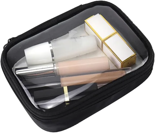 Miniatura 10 de Bolsa de maquillaje de malla, bolsa de aseo de malla negra, bolsa de maquillaje de viaje con cremallera (mediana)