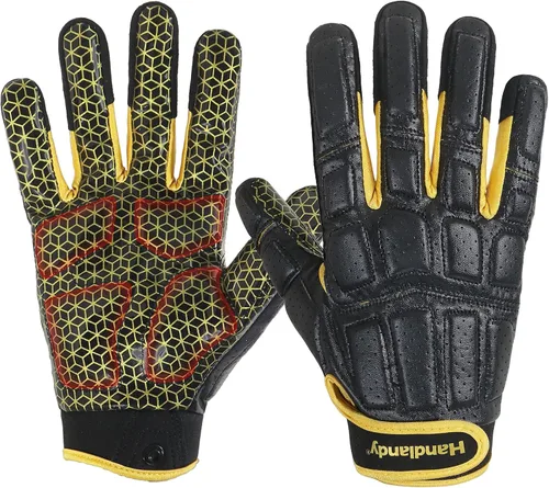 HANDLANDY Football Gloves Men, Sticky Wide Receiver Grip Gloves, Stretch Fit Football Glove Adult