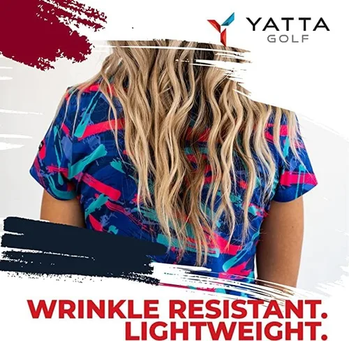 Miniatura 6 de YATTA Golf Polo de golf prémium para mujer, secado rápido, resistente a las arrugas y absorbe la humedad, trajes de golf para mujer