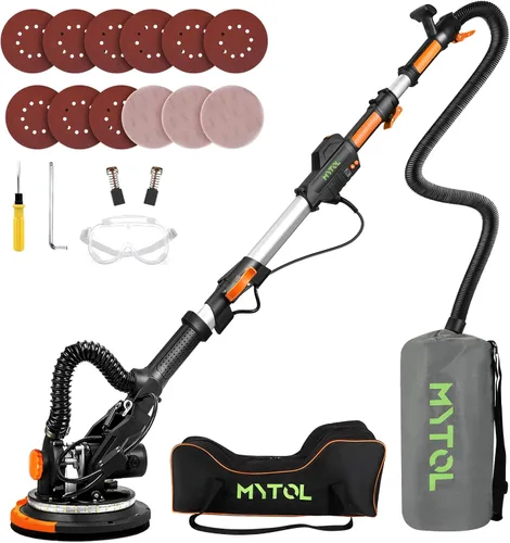 Miniatura 8 de Lijadora para Paneles de Yeso, MYTOL Lijadora Eléctrica de Pared de 7.2A con Recolección de Polvo al Vacío, 6 Velocidades Ajustables 900-1800 RPM