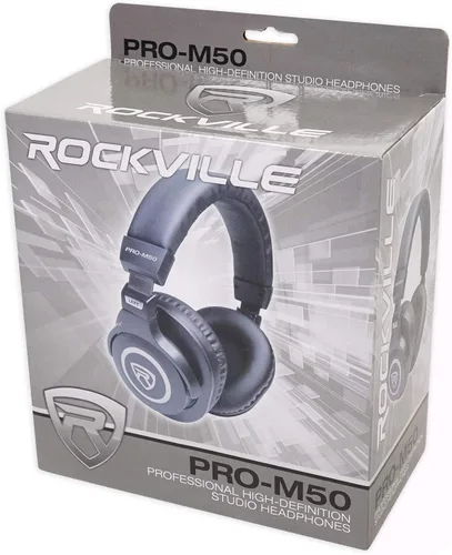 Miniatura 9 de Rockville PRO-M50 - Auriculares de estudio con cable de bobina desmontable, estuche+almohadilla extra para los oídos, plata, mediam