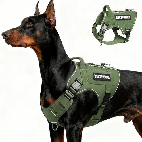 Miniatura 17 de Arnés Táctico para Perros Talla Pequeña, Sin Tirones Chaleco Militar para Perros con Asa, Arnés Reflectante de Servicio Pesado para Mascotas