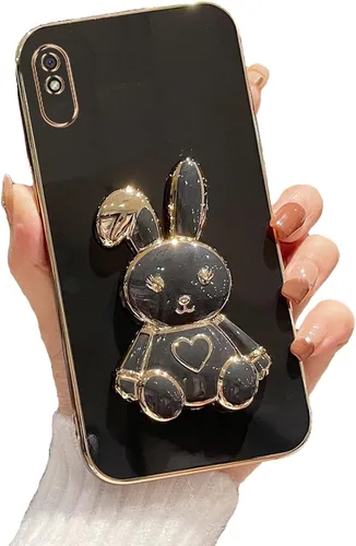 Miniatura 58 de Estuche con soporte de conejo de corazón para Xiaomi Redmi Note 10S, galvanizado suave TPU protector delgado a prueba de golpes con lindo conejito