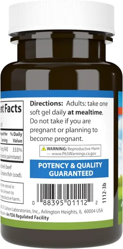 Miniatura 3 de Carlson - Vitamina A, 10000 UI (3000 mcg RAE), Visión Health, 250 cápsulas blandas