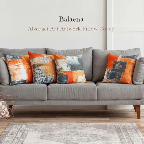 Miniatura 7 de Juego de 4 fundas de almohada de arte abstracto azul y gris de 18 x 18 pulgadas, fundas de cojín decorativas modernas para dormitorio, sofá y sala