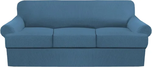Miniatura 19 de Juego de fundas para sillas con cojines en T de 2 piezas, funda de sofá elástica para sillones y sillas con cojines en T