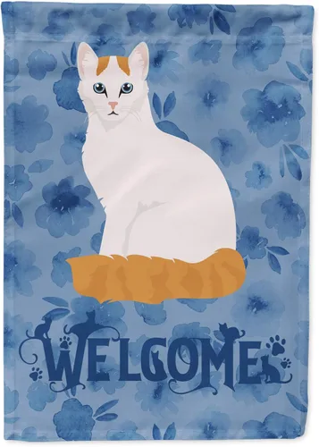 Miniatura 112 de Caroline's Treasures CK5047CHF Ojos Azules - Bandera de bienvenida con diseño de gato para casa de porche, grande, para colgar en la pared