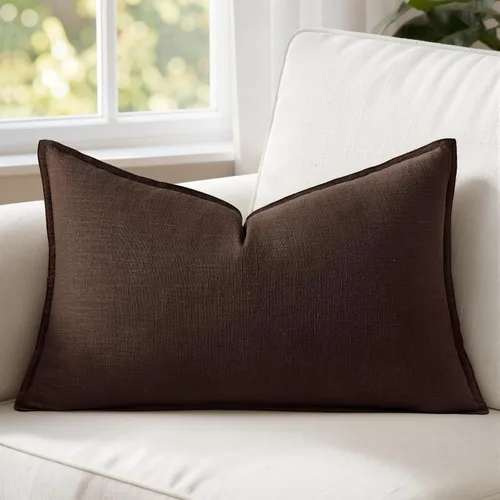 Miniatura 11 de MIULEE Fundas de almohada decorativas de lino de 12 x 20 pulgadas, almohadas neutras bohemias de cenizas azules para cama, paquete de 1 funda