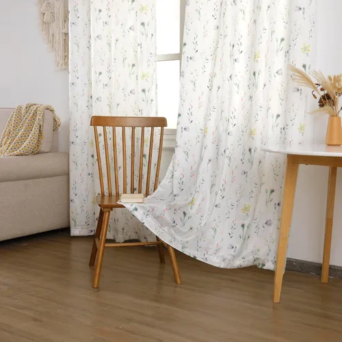 Miniatura 4 de naturetalk Cortinas de privacidad con patrón floral mixto, no se transparentan, cortinas lisas y sedosas con ojales plateados antiguos en la parte