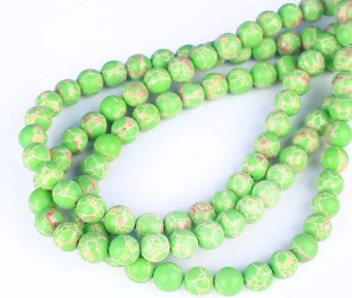 Miniatura 3 de 47 cuentas de jaspe de sedimento marino auténtico, color verde natural, de 0.315 pulgadas, cuentas de jaspe imperial lisas, espaciador redondo
