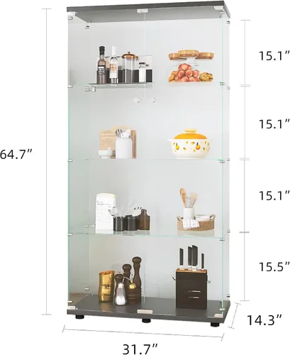 Miniatura 2 de IANIYA Elegante vitrina de cristal para exhibir coleccionables y curiosidades