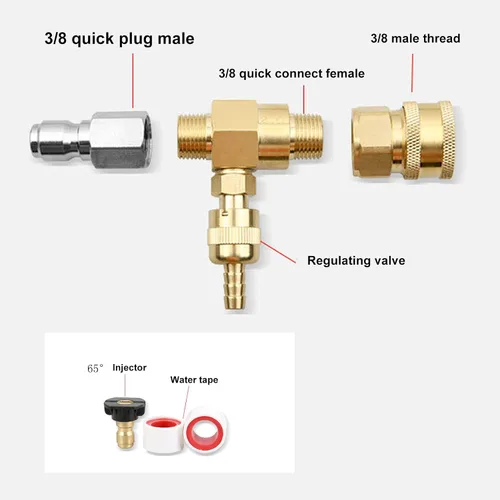 Miniatura 5 de VBESTLIFE Kit de inyector químico para lavadora de alta presión, dispensador de jabón de 5000 PSI con una boquilla de ángulo de pulverización de 1/4