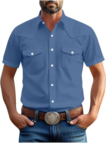Miniatura 10 de Men's Short Sleeve Button Down Shirts Cargo Shirt Fashion Casual Summer Beach Shirts Business Work Basic Tee Tops