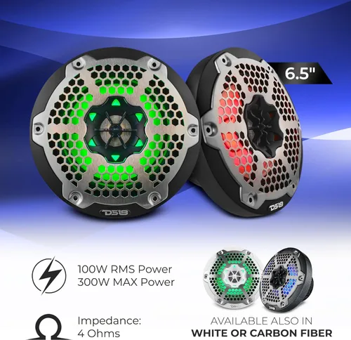 Miniatura 3 de DS18 Hydro NXL-6M/BK - Par de altavoces coaxiales para parrilla de malla de alta gama, altavoces para automóvil de 2 vías con luces RGB integradas