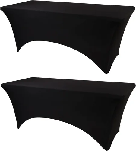 BDDC Mantel rectangular para mesas de 8 pies, paquete de 2 manteles elásticos rectangulares de 8 pies para eventos, bodas, banquetes, fiestas color
