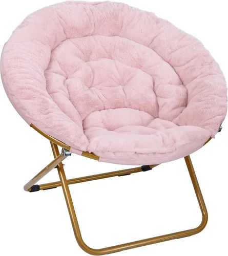 Miniatura 18 de Flash Furniture Gwen - Silla plegable de gran tamaño con otomana, silla lunar de piel sintética, marco de acero duradero, para dormitorio