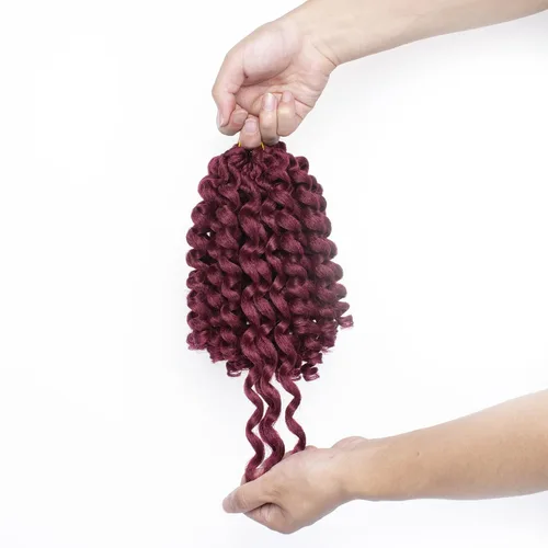 Miniatura 5 de Leeven Pelo corto de 8 pulgadas de Jamaica Bounce Wand Curl Crochet Hair Senegalese Twist sintético trenzado de pelo Ombre rosa Jumpy Wand Rizado
