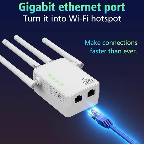 Miniatura 5 de Amplificador de señal WiFi de hasta 10000 pies cuadrados y 55 dispositivos, extensor de alcance WiFi, repetidor de Internet inalámbrico