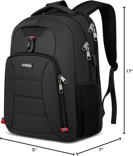 Miniatura 7 de Mochila negra para laptop para hombres y mujeres, mochilas escolares para adolescentes y niñas, mochila ligera para artículos personales, bolsa
