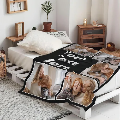 Miniatura 8 de WNNNS Manta personalizada con 1 foto cualquier texto - Anime, microfibra de poliéster, manta para sofá, manta de cama, unisex, 1 foto con texto