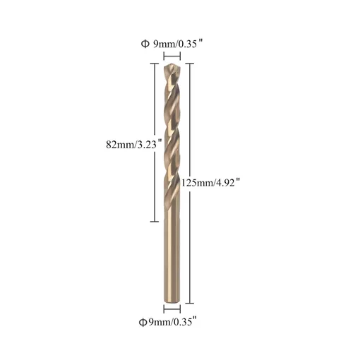Miniatura 6 de TA-VIGOR Broca helicoidal de vástago recto de 0.354 in, broca de acero de alta velocidad M35 cobalto con vástago de 0.354 in para perforar acero