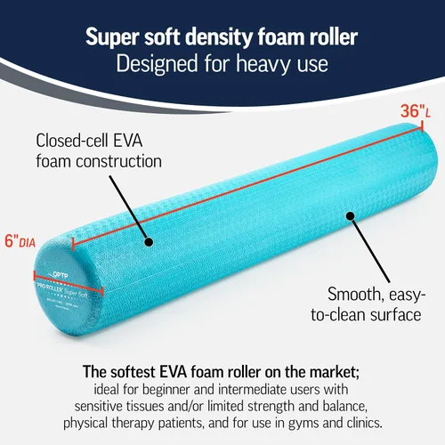 Miniatura 3 de OPTP PRO-Roller - Rodillo de espuma de densidad súper suave de 36 pulgadas, rodillo de espuma de baja densidad azul claro para ejercicio, masaje