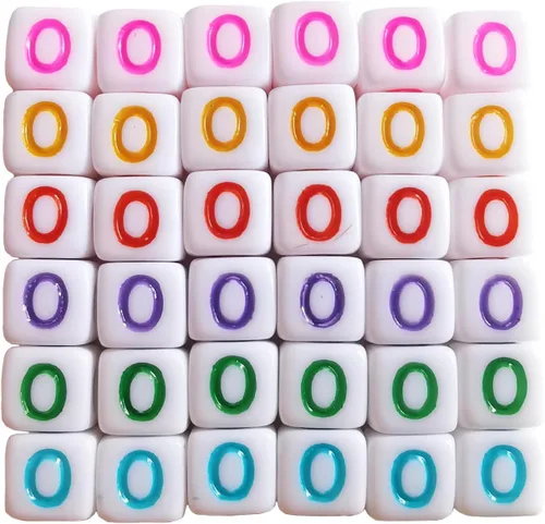 Miniatura 31 de Xeahung 200 cuentas de letras acrílicas cuadradas multicolor para hacer joyas, llaveros de bricolaje, collares, pulseras, decoraciones
