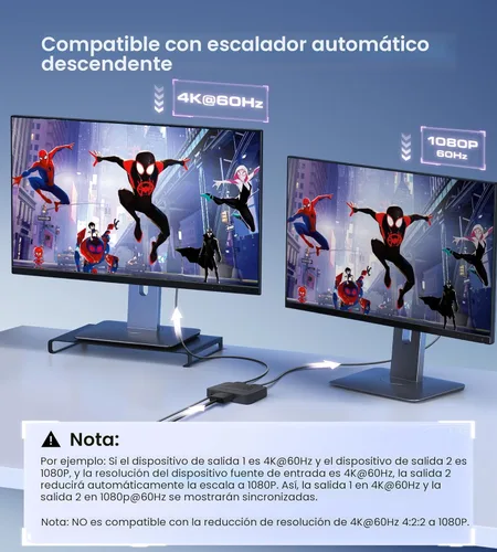 Miniatura 6 de avedio links Divisor HDMI 4K@60Hz, Divisor HDMI 1 entrada y 2 salidas - No extiende la pantalla (Solo duplica las pantallas), Soporta 3D Dol-by