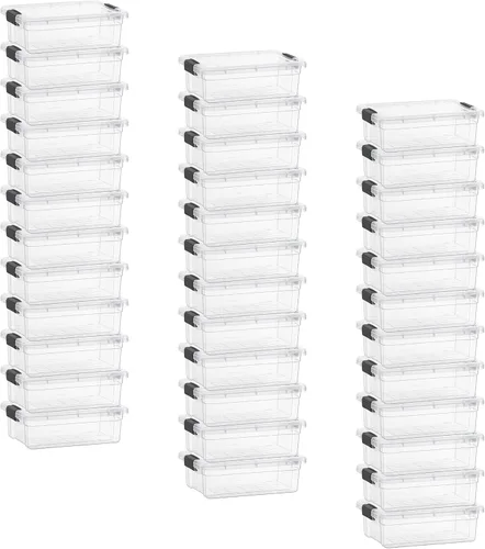 Miniatura 35 de Superio - Cajas de almacenamiento pequeñas planas transparentes con tapas, contenedores de plástico de 4.5 cuartos de galón para organizar, cajas
