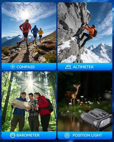 Miniatura 8 de Gafas de visión nocturna montadas en la cabeza Prismáticos de visión nocturna 4K 48MP compatibles con casco con zoom de 16X, brújula/altímetro