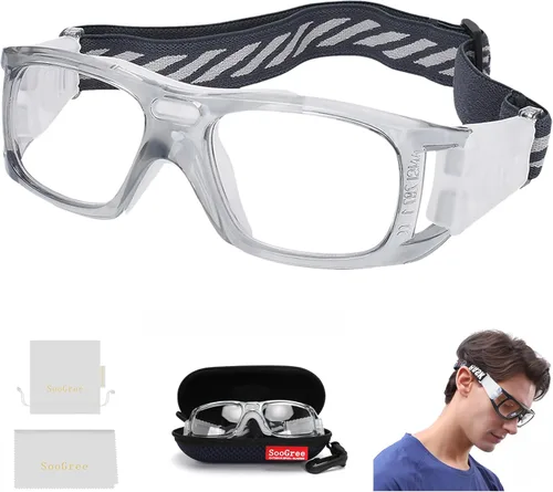 Miniatura 19 de SooGree Sports Glasses - Racquetball Goggles Basketball Football Eye Protective Almohadilla de nariz blanca con marco gris G8042