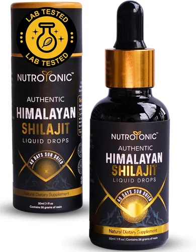 NutroTonic® - Gotas líquidas auténticas de Shilajit del Himalaya - Shilajit para hombres y mujeres - 60 días secado al sol - Grado oro raro A+ -