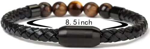 Miniatura 2 de Ckysee Healing Balancing Genuine Leather Beads Bracelet Magnetic Clasp Bracelet 8.5