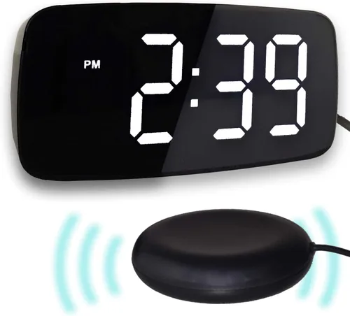 Miniatura 7 de Reloj despertador ruidoso con agitador de cama, reloj despertador vibratorio para personas que duermen con mucha fuerza, reloj despertador digital