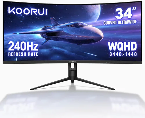 Miniatura 9 de KOORUI - Monitor curvo de 24 pulgadas para juegos, R1500, Full HD, 1080P, monitor de 75 Hz, HDMI, VGA, ajuste de inclinación, monitor LCD