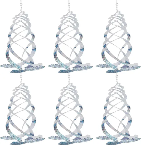 Miniatura 9 de Hausse Reflectores espirales repelentes de pájaros azules de Mylar giratorios, dispositivo reflectante colgante para disuadir aves, decorativo
