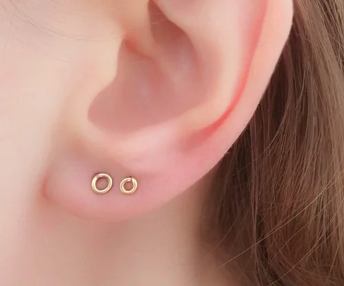 Miniatura 2 de Pendientes redondos pequeños de círculo, joyería pequeña pequeña, oro-plata-oro rosa, aretes para dormir joyería diaria