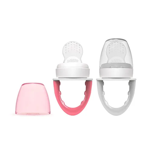 Dr. Brown's Fresh First - Comedero de silicona, rosa y gris, 2 unidades Rosado y gris