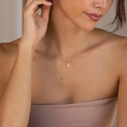 Miniatura 2 de SELFROSE Initial Necklaces for Women, Dainty Gold Letter Necklace 14k Gold Plated Personalized Tiny Initial Pendant Necklace Monogram Cute Letter