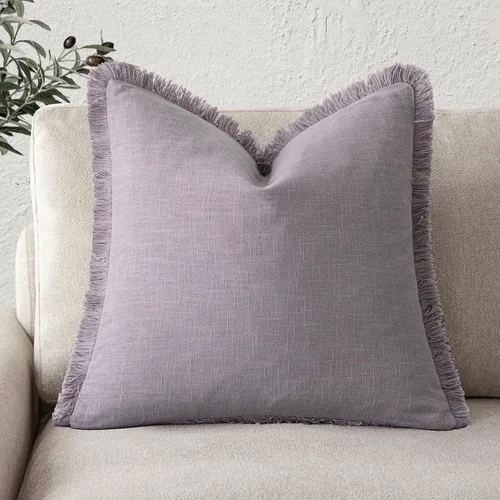 Miniatura 21 de Foindtower Fundas de almohada decorativas de lino con flecos, acogedora funda de cojín bohemia estilo farmhouse con borlas, funda de almohada