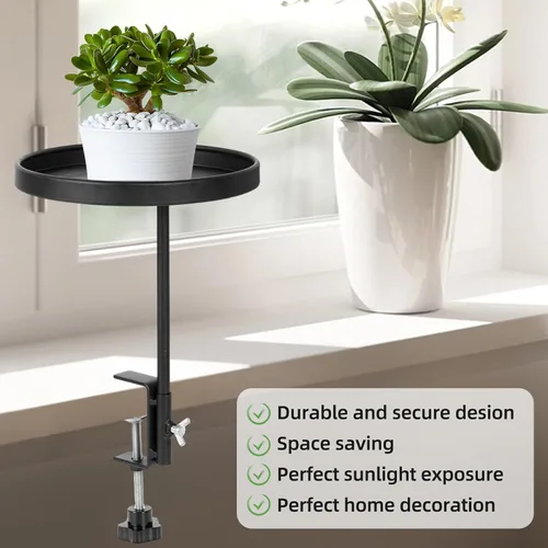 Miniatura 3 de AQQHSAIN 2 bandejas de abrazadera para alféizar de ventana, estantes de metal ajustables para plantas, soporte de 7.9 pulgadas, estantes flotantes