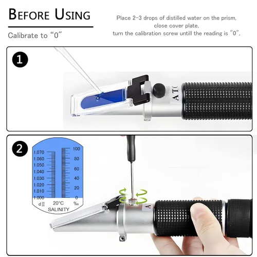 Miniatura 4 de Refractómetro de salinidad de agua de mar, compensación automática de temperatura hidrómetro de salinidad de agua de mar, 0-100ppt y 1.000-1.070