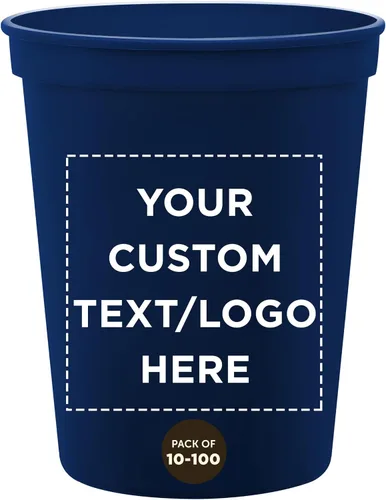 Miniatura 13 de DISCOUNT PROMOS Vasos de plástico personalizados para estadios, 16 onzas, juego de 100, paquete personalizado a granel, perfecto para cumpleaños